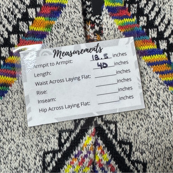 On Blue Hooded Duster Cardigan Sweater Aztec Bohemian Festival Colorful Print - Picture 6 of 7